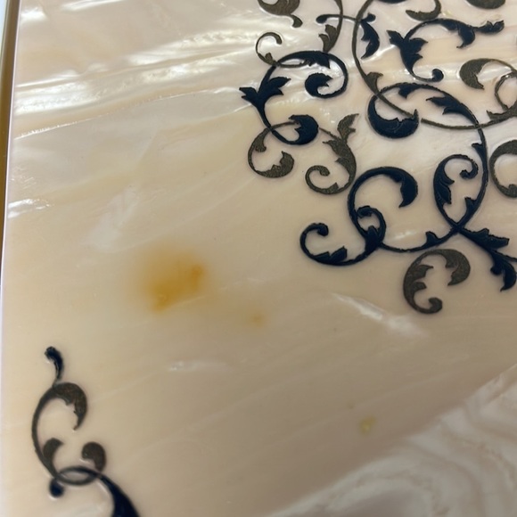 Vanity Mirror 13” Long Yellow Cream Black Celluloid Art Deco - Picture 3 of 10